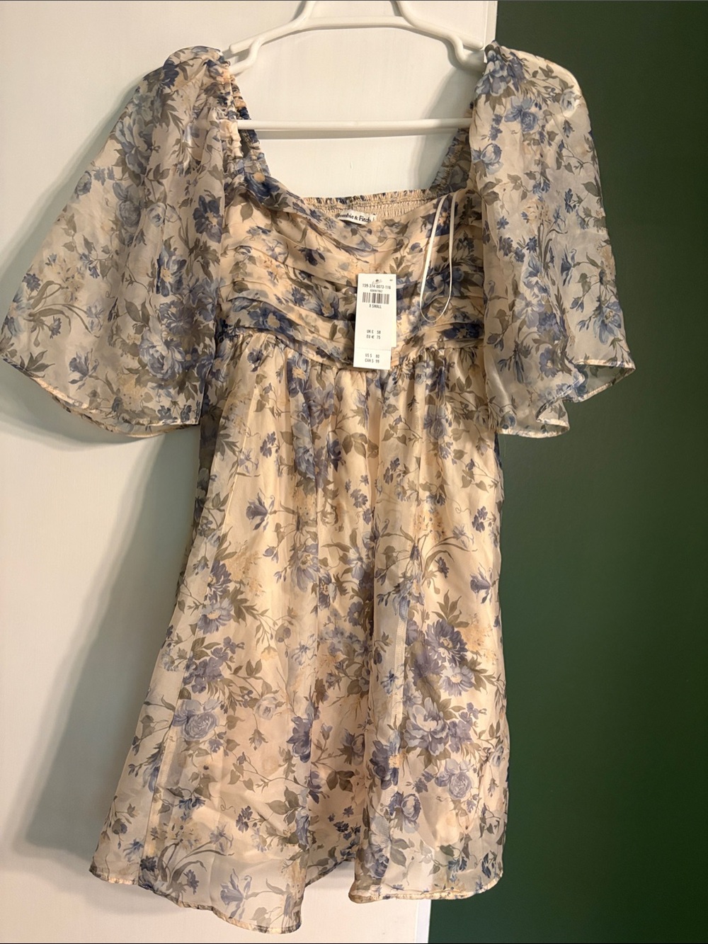 Abercrombie & Fitch Cream Dress with Blue Floral Print